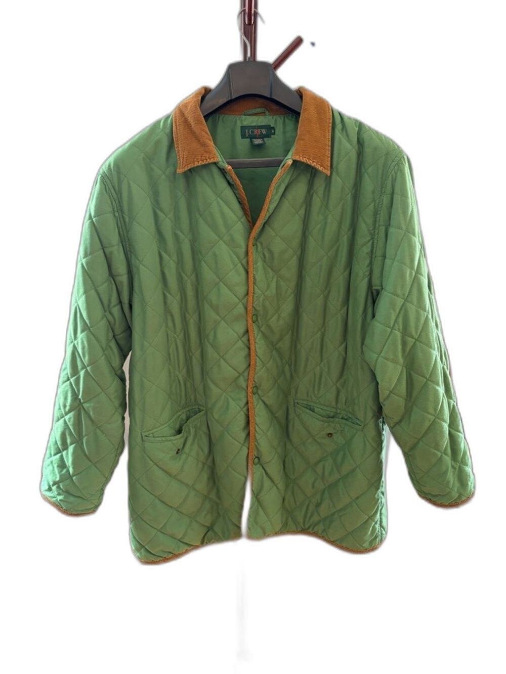 J.Crew Quilted Green Barbour Inspired Barn Jacket Corduroy Collar